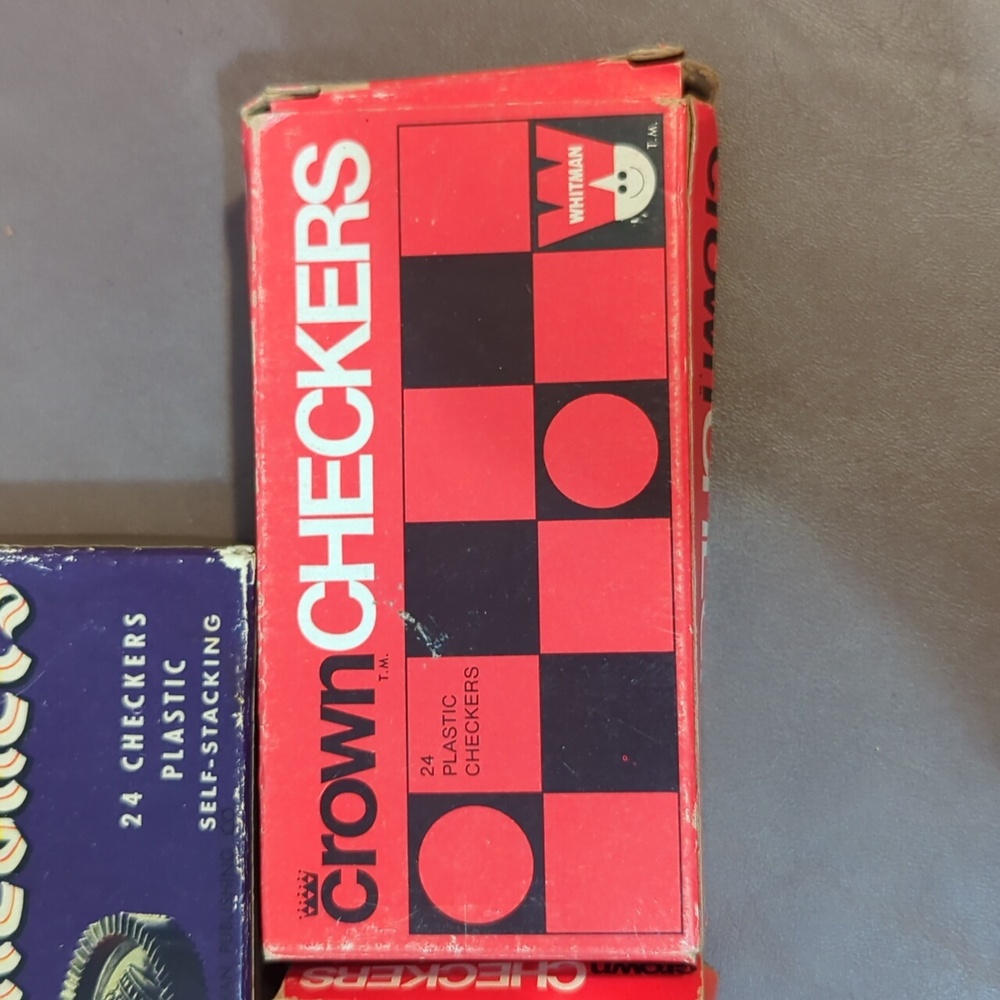 Vintage lot Whitman Crown self stacking plastic checkers 3 boxes of 24 from 1969 - Picture 4 of 11